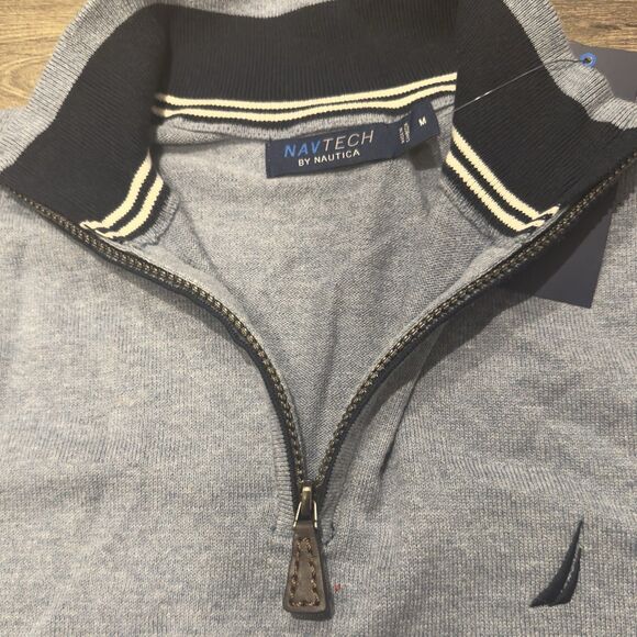 NEW Nautica Sweater Men Medium Blue Navtech 1/4 Zip Long Sleeve Pullover NWT - Picture 5 of 14